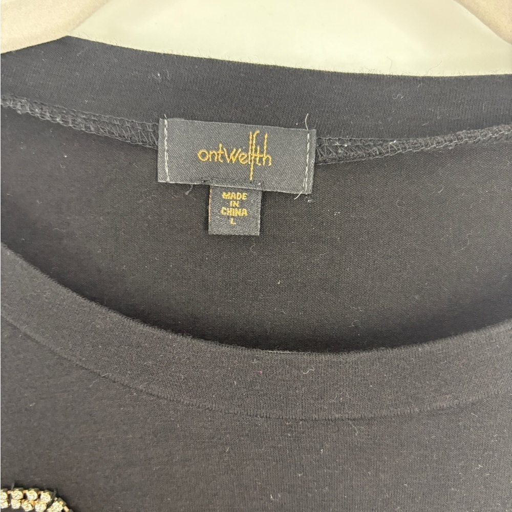 Ortworth Black Rhinestone Embellished T-Shirt Women’s Size Large - Picture 5 of 6
